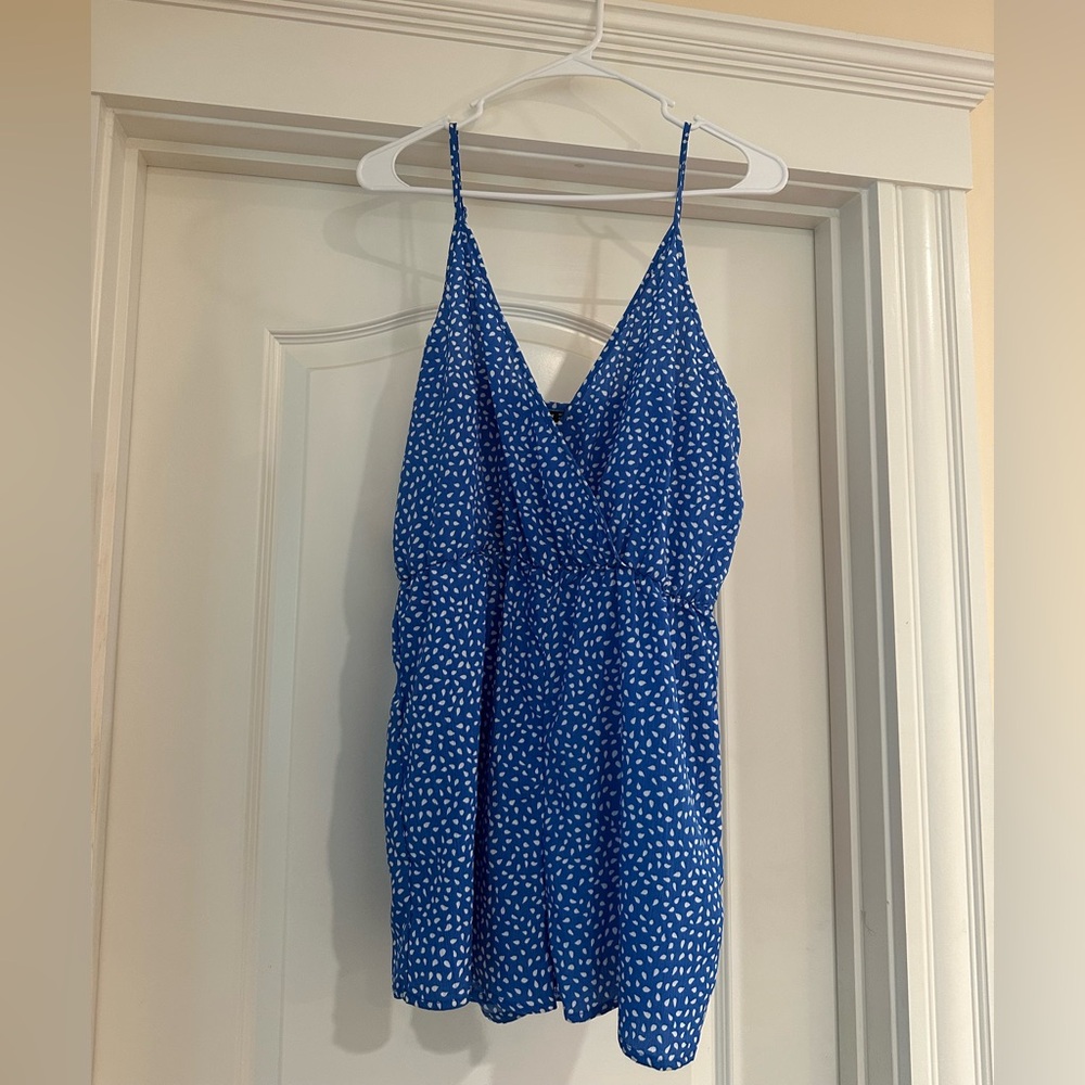Blue and White Patterned Romper